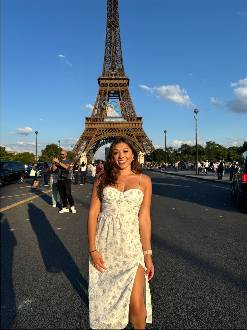 Windsor Cream Midi Dress with Blue Floral Print - Picture 4 of 4